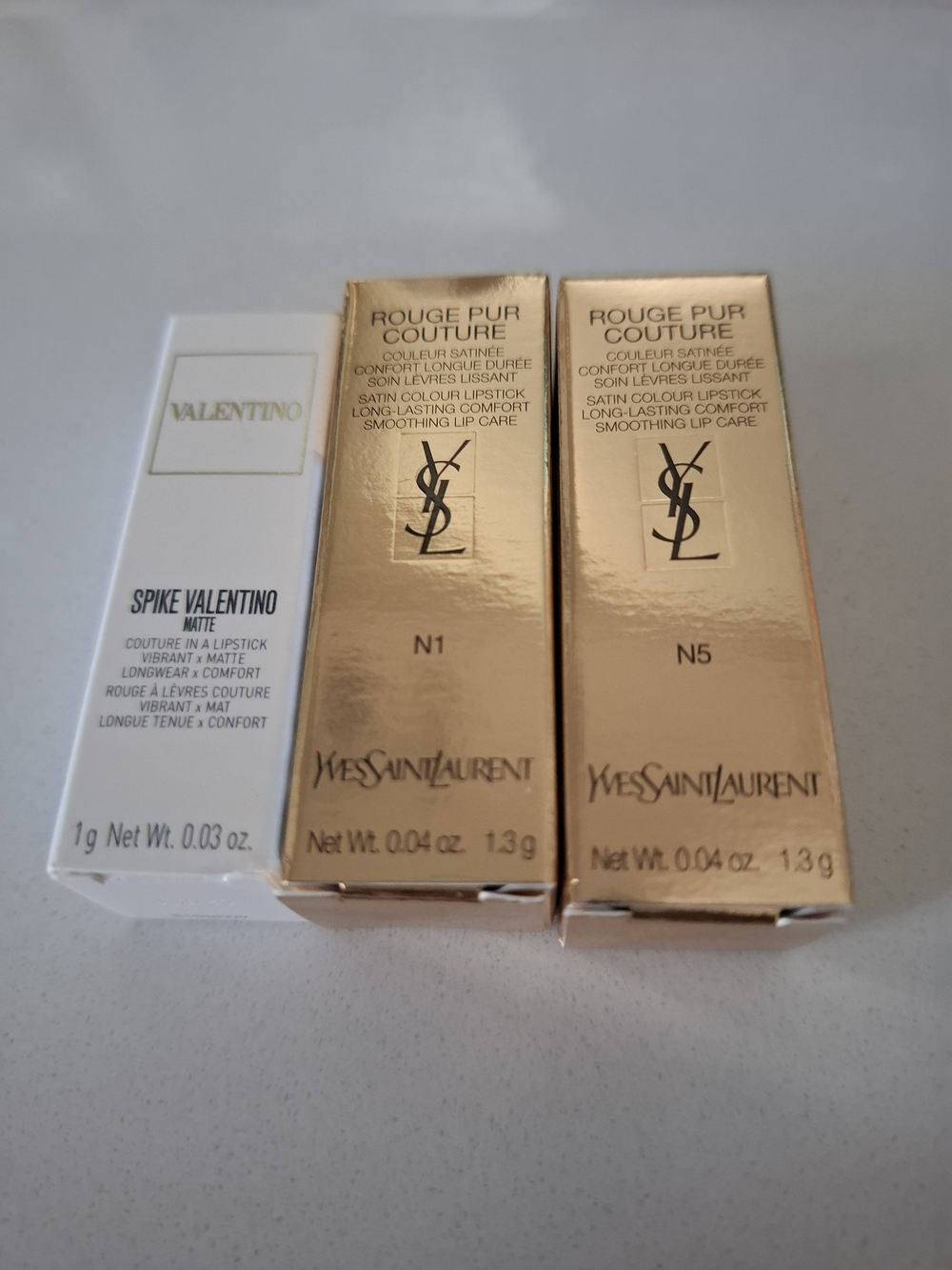 Yves Saint Laurent Rouge Pur Couture Lipstick N1 & N5 & VELENTINO lipstick